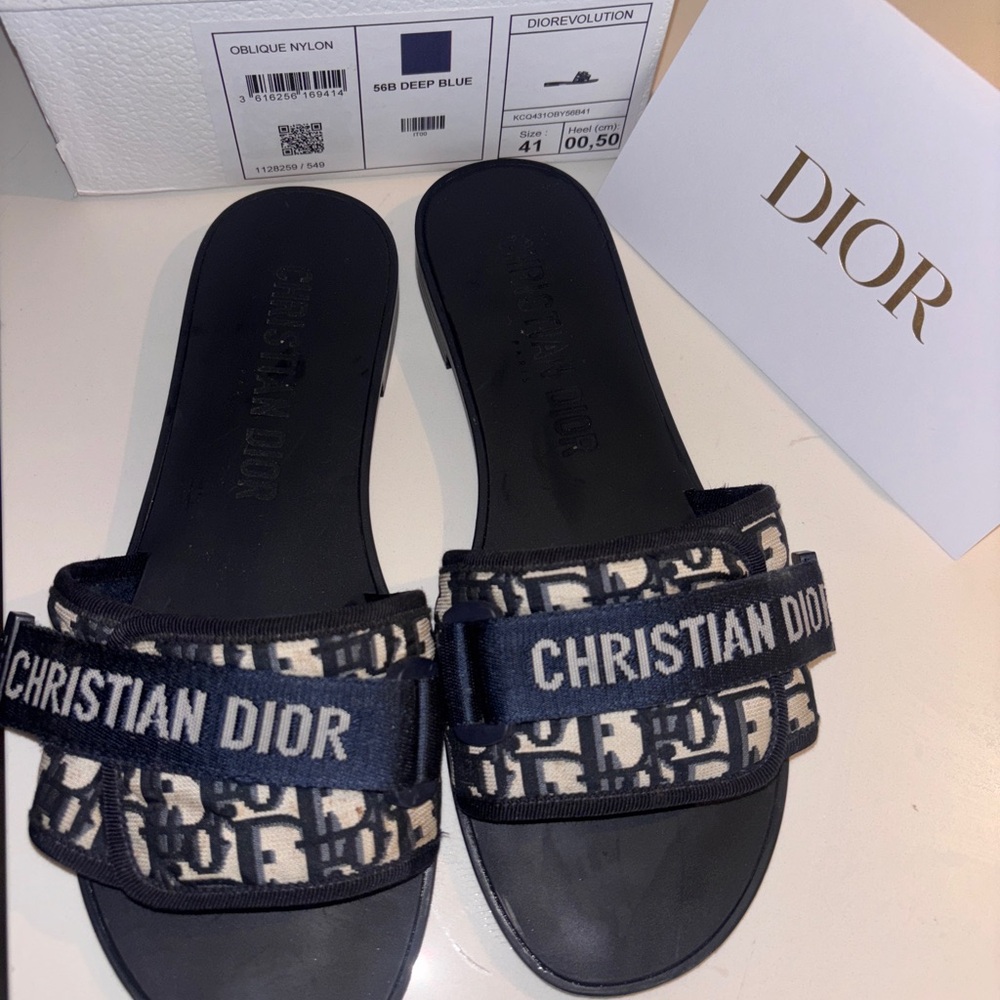 Dior Deep Blue Logo Slides - Picture 6 of 9